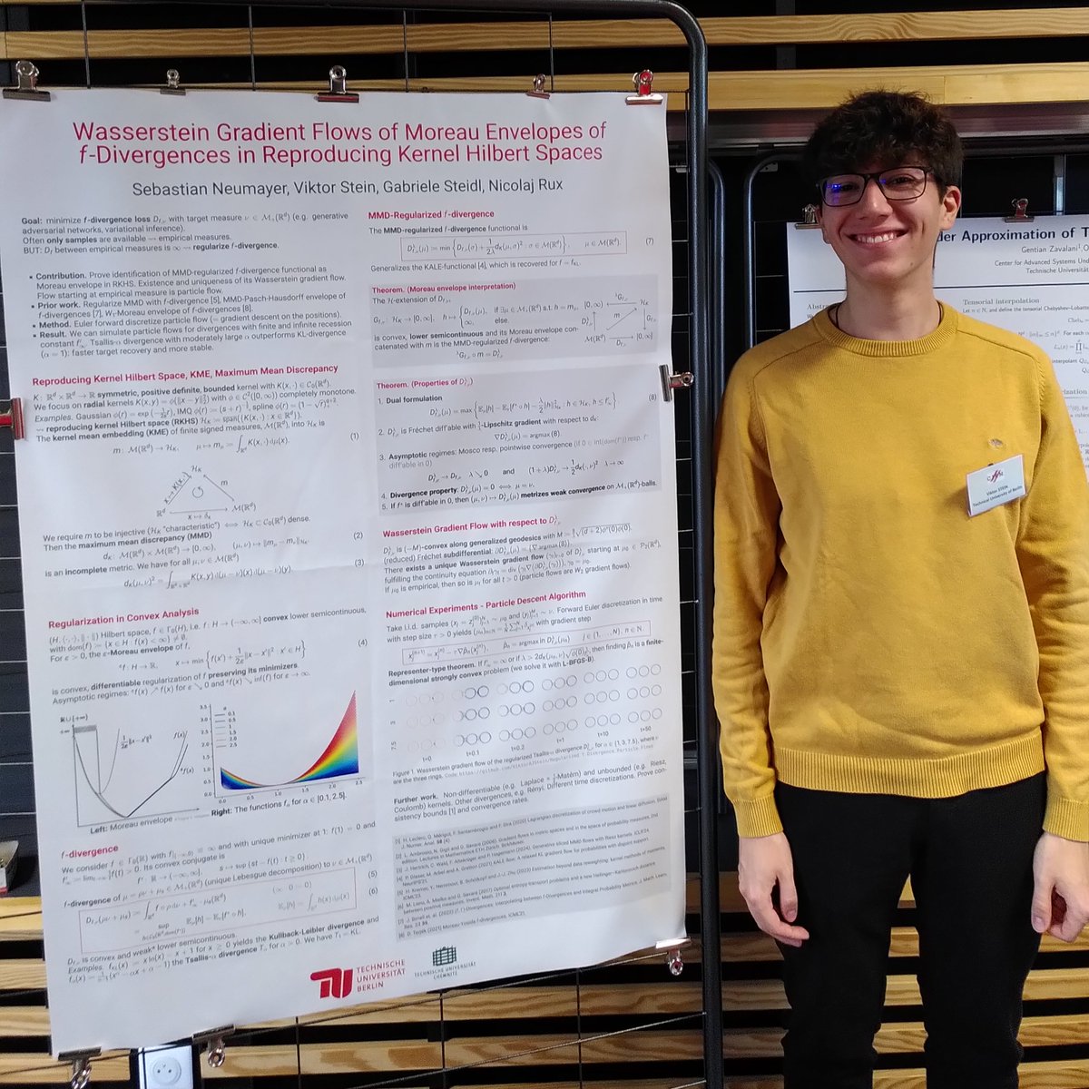 ViktorStein2's tweet photo. I'm at the wonderful @_CIRM again! Today I will present a poster about our work on #Wasserstein #gradientflows of MMD-#regularized of f-divergences at the SIGMA workshop https://t.co/Rb4J0SNFzR organized by Albert Cohen, @JulieDigne, Jalal Fadili, Olga Mula and Anthony Nouy. https://t.co/uOSInLiy76