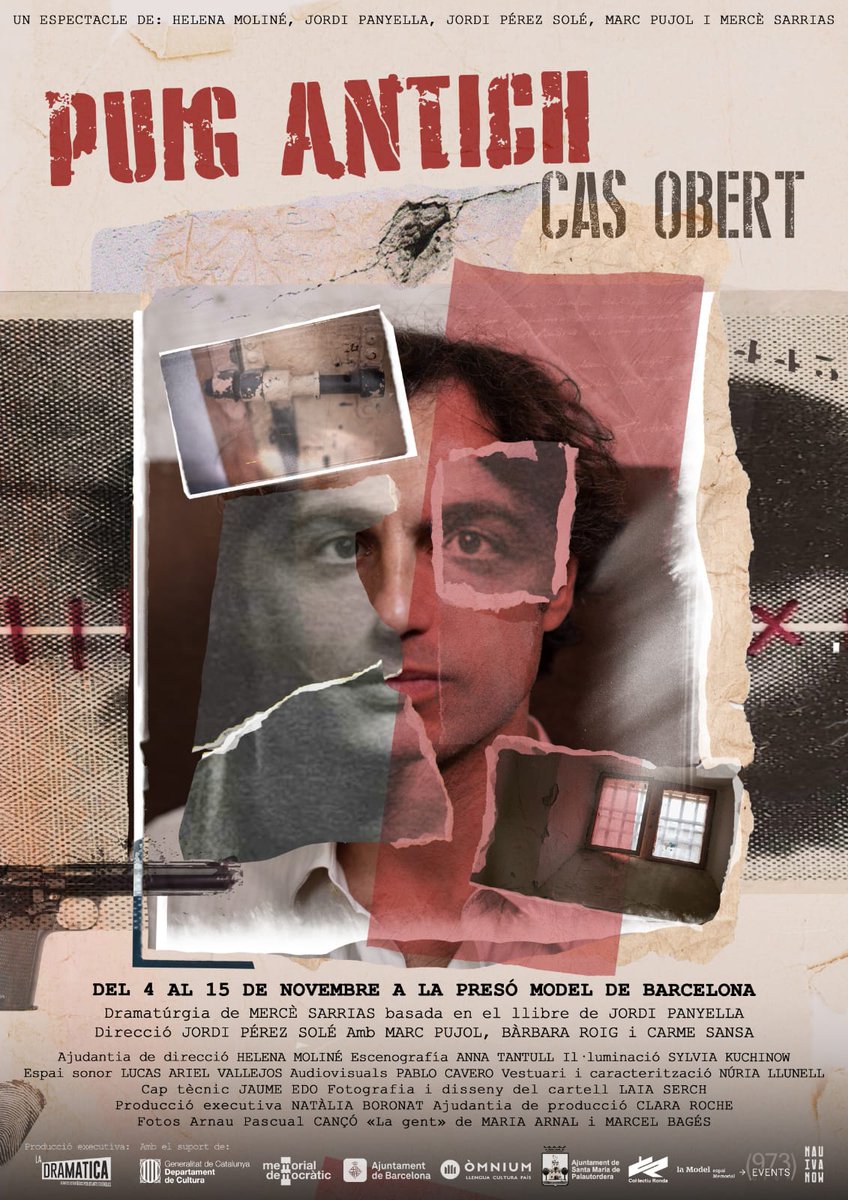 📣Us presentem el cartell de l’espectacle: “Puig Antich. Cas Obert”

Dramatúrgia: <a href="/msarrias30/">Merce Sarrias</a>
Idea original: <a href="/PanyellaJordi/">Jordi Panyella Ferreres</a>
Direcció: <a href="/jordiperzsole/">jordiperezsole</a> 
Ajudantia de direcció: <a href="/helenamoline/">Helena Moliné</a>
Intèrprets: <a href="/CarmeSansa/">Carme Sansa i Albert</a>, <a href="/mpujolmany/">Marc Pujol</a> i Bàrbara Roig
Producció executiva: La Dramàtica