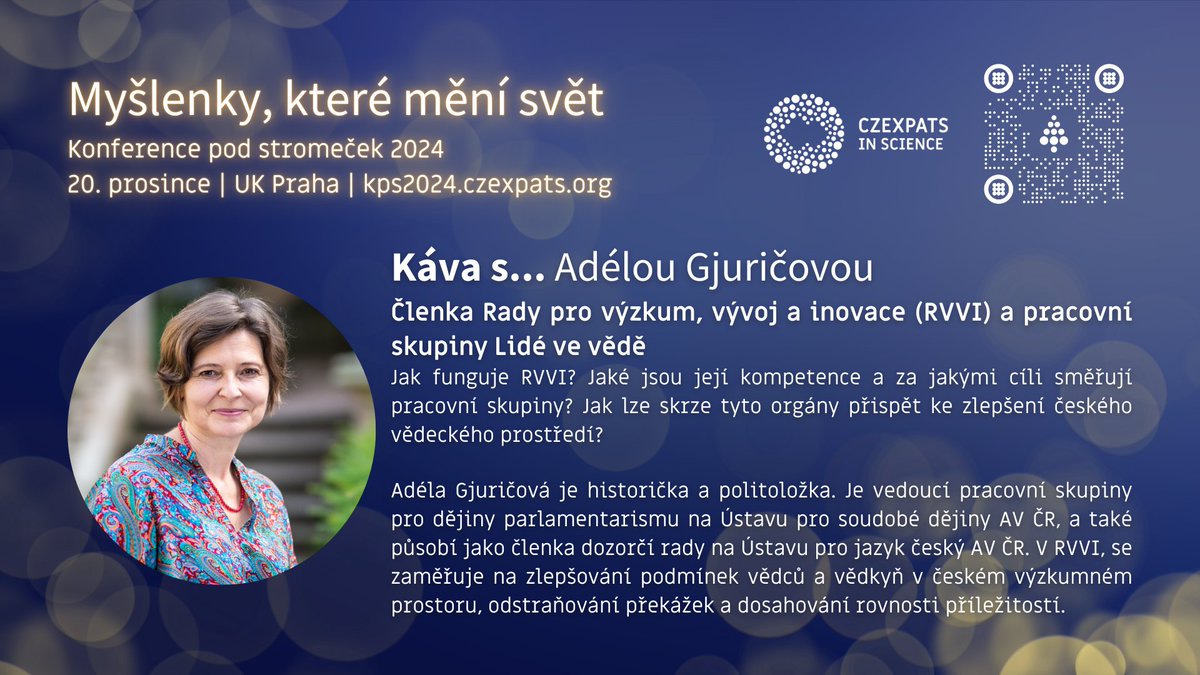 ✨🎄 Zajímá vás, o jaké granty lze žádat přes #GAČR a jak se mohou projevit zkušenosti Čechů ze zahraničí? Nebo chcete lépe poznat kompetence a cíle #RVVI pro zlepšení českého vědeckého prostředí? 

Na naší Konferenci pod stromečkem #KPS2024, která proběhne 20. prosince na