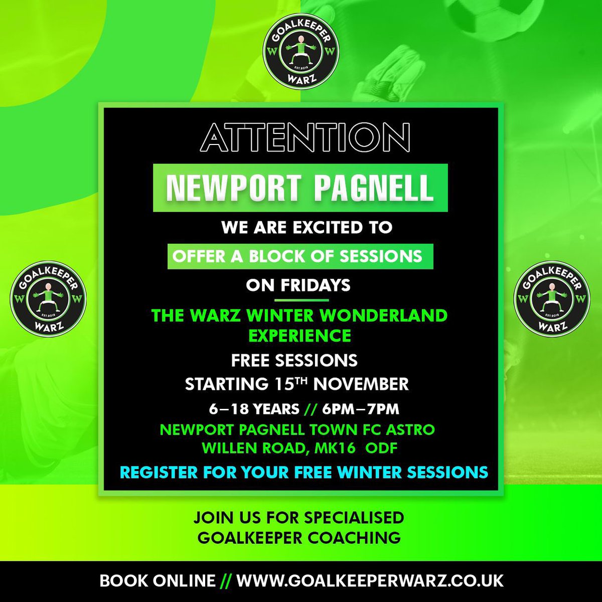 Attention aspiring goal keepers!

Head to goalkeeperwarz.co.uk to register your interest.