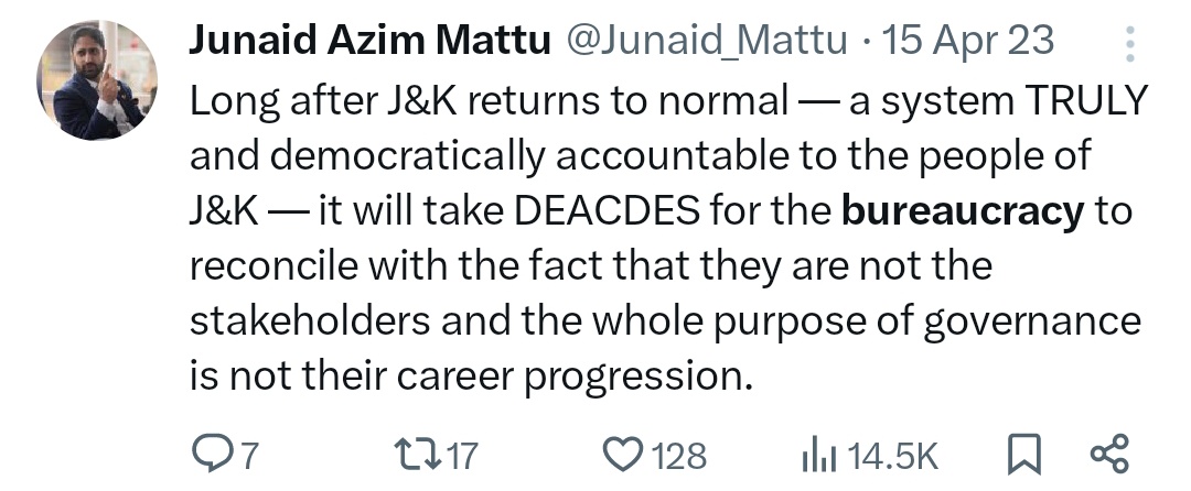 Perhaps it was a legitimate attempt by Hon'ble CM to make the bureaucrats reconcile with the fact that they are not the stakeholders and the whole purpose of "governance" is not their career progression.

"Governance" is the key word here.