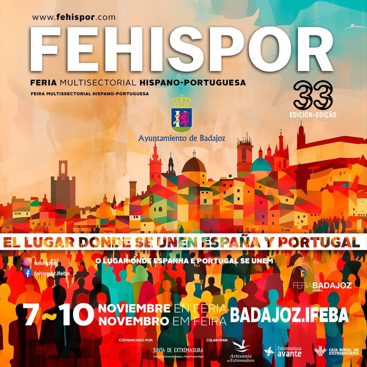 fehispor's tweet photo. ¡Ya llega #FEHISPOR! 🇪🇸🇵🇹 ¡Lo mejor de la cultura española y portuguesa! 

🗓 Del 7 al 10 de noviembre en @feriabadajoz

Turismo 🗺️,  gastronomía 🍽, artesanía 🏺, empresas y networking... ¡Y mucho más!

 La gran cita que celebra la fusión de ambas culturas.

¡Reserva la fecha! https://t.co/VHMUKMXKtv