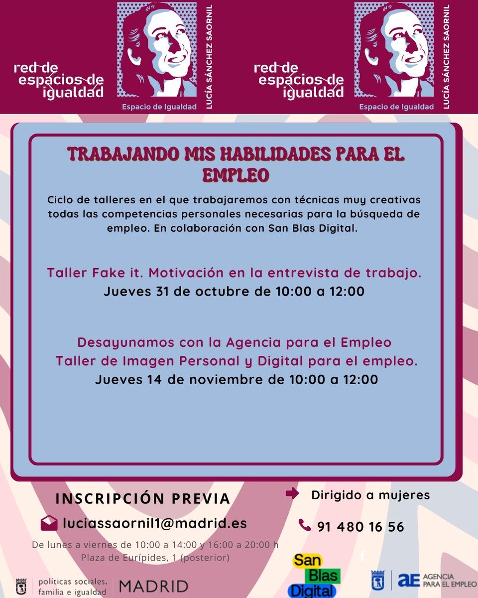 En el mes de noviembre os esperamos para la segunda parte del ciclo de talleres para promover nuestras habilidades para el empleo. En colaboración con San Blas Digital y la Agencia para el Empleo.