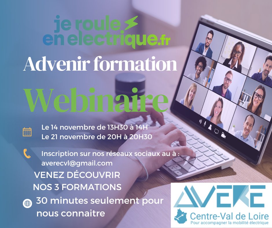 Vous souhaitez découvrir l'Avere CVL et nos formations? Nous vous proposons 2 webinaires de 30 minutes ce mois ci, venez échanger avec nous!
Inscriptions: forms.gle/6a6FUFuitn4SX1…