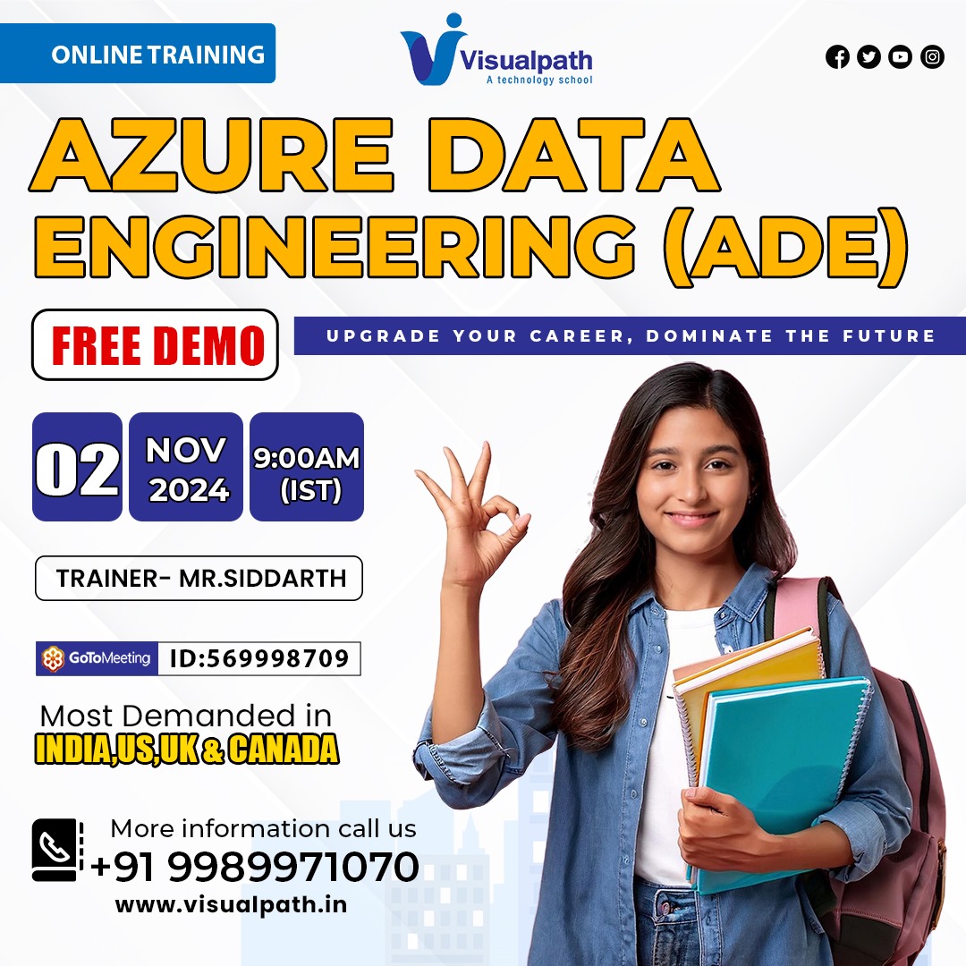 VisualpathPro's tweet photo. Join Now: https://t.co/TyhyABMaK6
Attend Online #Free_Demo On #AzureDataEngineering (ADE) by Mr.Siddarth.
Batch on: 02 November 2024 @9:00 AM IST.
Contact us: +91 9989971070
Visit: https://t.co/NYc3fgTdgf
#azuredataengineer #visualpathedu #learning #TechEducation https://t.co/vJG4azqYmw