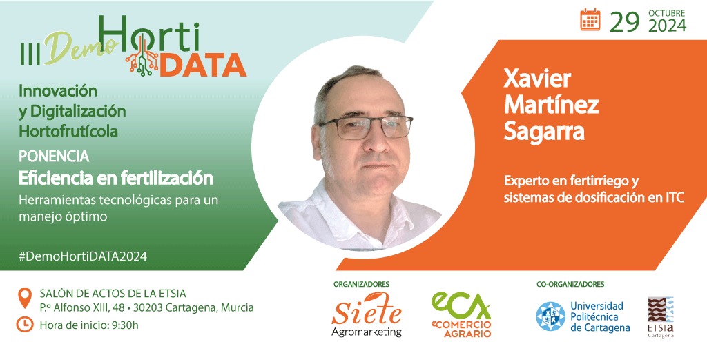 eComercioAgr's tweet image. Turno para hablar de riego y de fertirrigacion

 Eficiencia en fertilización: Herramientas tecnológicas para un manejo óptimo

🗣Xavier Martínez Sagarra. Experto en fertirriego y sistemas de dosificación en ITC

#DemoHortiDATA2024