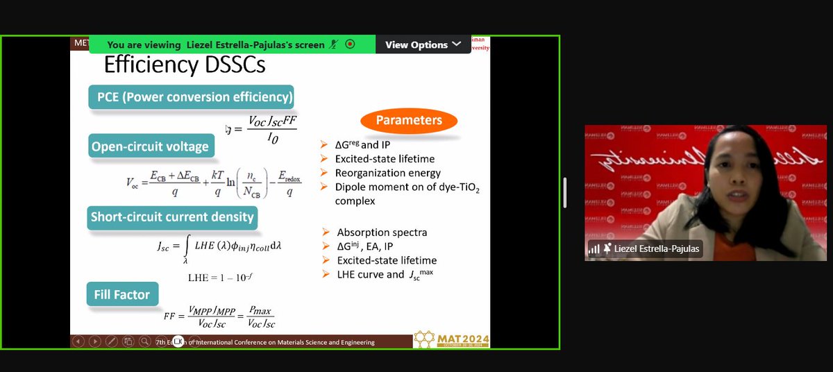 Materials_Event's tweet photo. Liezel L. Estrella-Pajulas, Silliman University, Philippines has delivered an impactful oral presentation @Materials_Event hosted by @magnus_group her expert insights captivated and motivated the audience, setting a dynamic tone for the rest of the event. https://t.co/oXfbTFXx4P