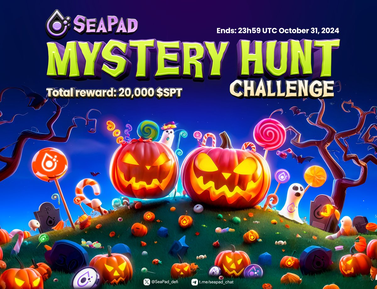 🎃 SeaPad Mystery Hunt Challenge 🎃

Trick or treat, Sailors! 👻

20,000 $SPT is being given away to the 10 luckiest eagle-eyes spotting the hidden $SPT symbols! 🕵️‍♂️

🕸 How to join:
1. Like &amp; Rt
2. Comment 
💧 Your Sui Wallet
💧 How many $SPT symbols in the pic
💧 Tag 2 frens
3.