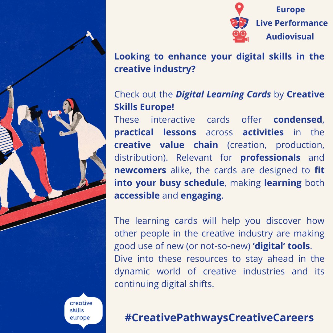EBU_HQ's tweet photo. 📚Want to boost your digital skills in the creative industry? 📱
Check out Digital Learning Cards by @skills_europe designed to fit into your busy schedule, making learning accessible and engaging 🌟
Discover the cards 👇https://t.co/WFIj5s1K2F
#CreativePathwaysCreativeCareers https://t.co/ivQiFXw1vf