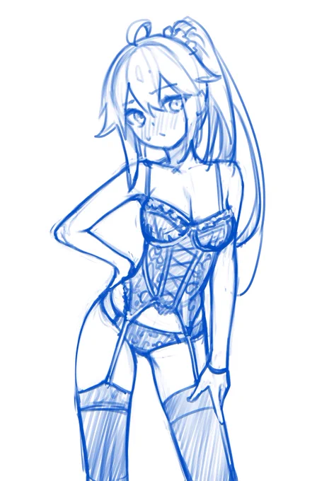 一緒に作業していた友人がガーター好きだったので落書き 