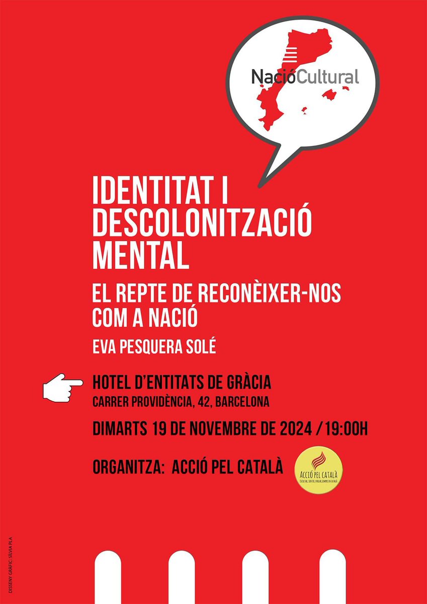 naciocultural's tweet photo. El proper 19 de novembre, a les 19:00, us esperem a Barcelona per parlar  amb l'@EvaPesqueraSolé de com descolonitzar la ment i començar a pensar Catalunya i la catalanitat des d'una òptica 100% catalana.
Organitza: @acciopelcatala
Com més siguem, més enriquidor serà el debat. https://t.co/PvSCMNF3rA