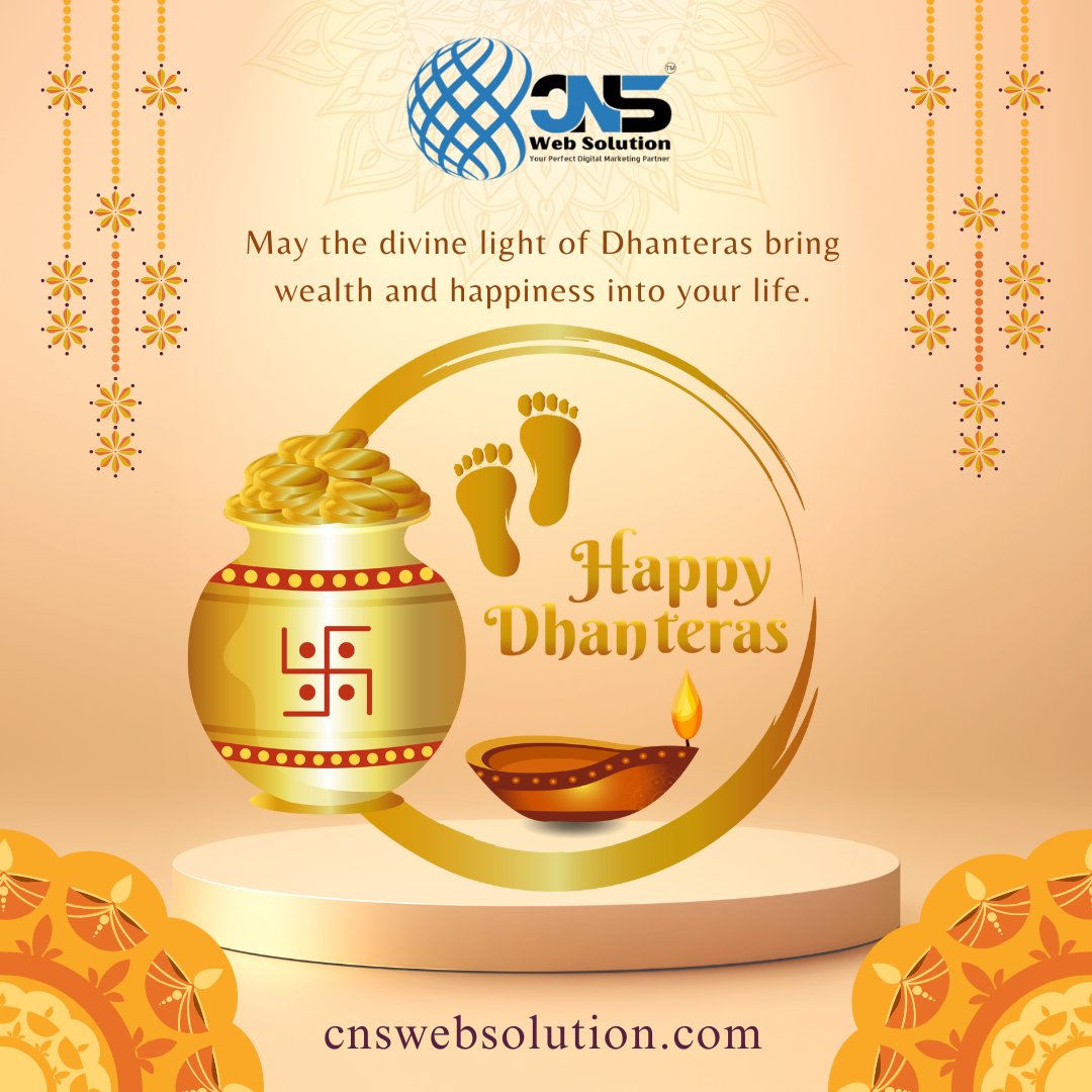 💰 Shine bright this Dhanteras! May your business and life be filled with prosperity, success, and new opportunities. Happy Dhanteras from CNS Web Solution! ✨ 💫

#HappyDhanteras #Prosperity #CNSWebSolution
