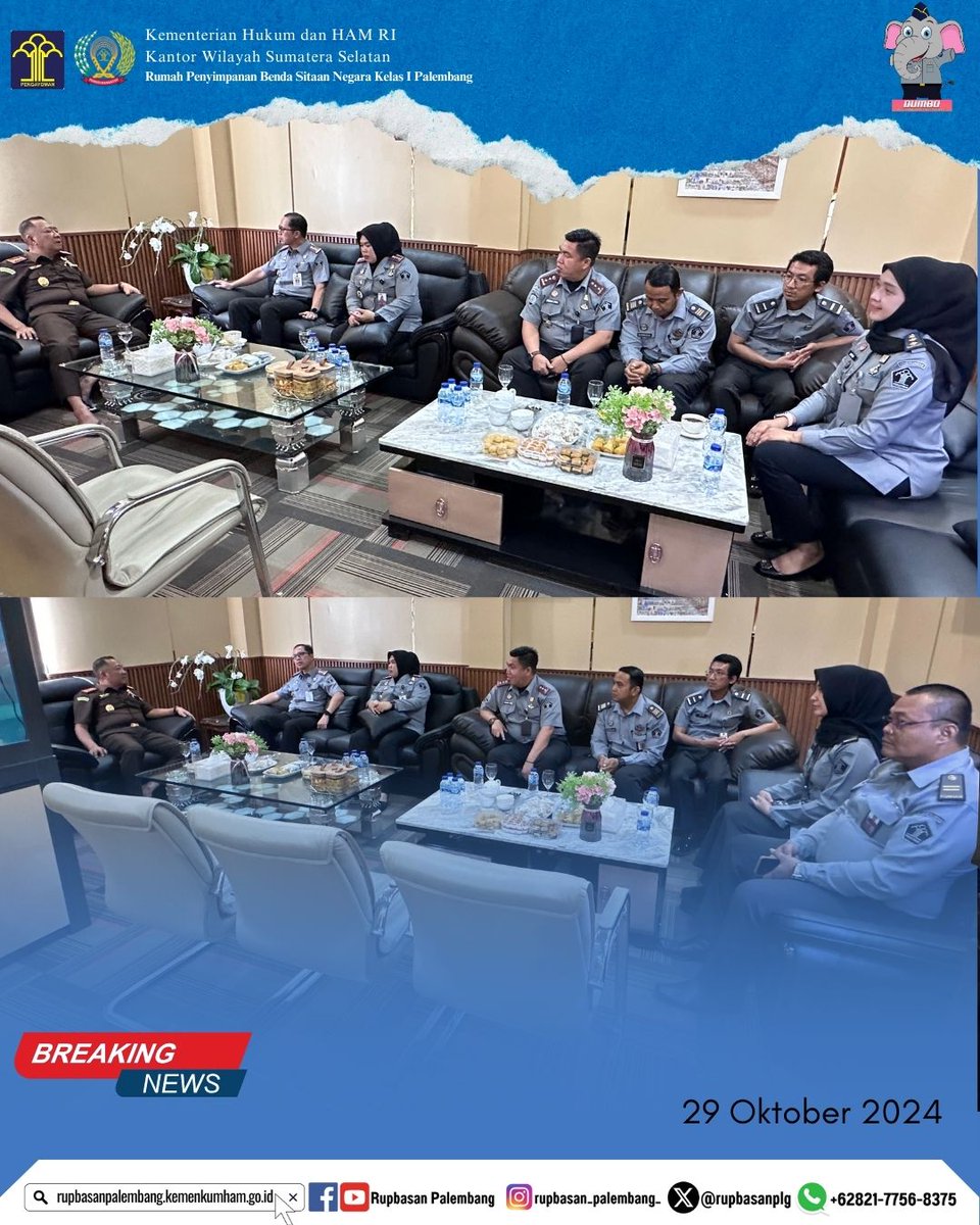 rupbasanplg's tweet photo. Kepala Rupbasan Kelas I Palembang Lakukan Kunjungan Silaturahmi dan Perkuat Koordinasi ke Kejari Palembang

Follow  @rupbasanplg
@kemenkumham_ri
@kumham_sumsel
@ditjen_pas

#RupbasanPalembang
#KumhamPasti
#KumhamSumsel https://t.co/oipvmnLE9P