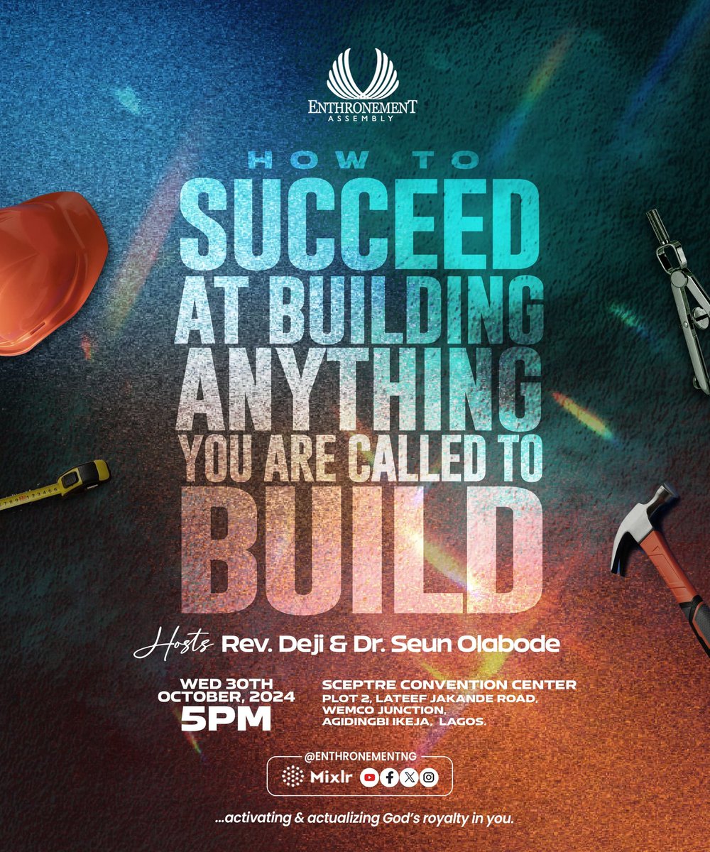 ehccglobal's tweet photo. Join us this Wednesday and experience our midweek service live at the SCC by 5 pm. 

Theme: HOW TO SUCCEED AT BUILDING ANYTHING YOU ARE CALLED TO BUILD 

Date: Wednesday, 30th October, 2024. https://t.co/TASafgGVay