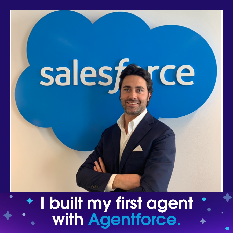 samueleorsi's tweet photo. I built my first agent with Agentforce 🎉
Complete the @salesforce #BuiltWithAgentforce Quest to build yours today and celebrate your new skills with a custom photo. 🤖
Start learning: https://t.co/uiX6UVGrWL
#SFgiveaway https://t.co/GgGj95WhPK
