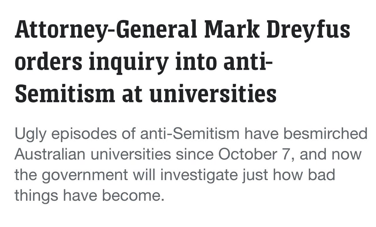 This is beyond outrageous. Instead of consenting to prosecuting those complicit in the Gaza genocide, the Australian attorney general Mark Dreyfus announces an inquiry into ‘anti-Semitism’ (read: anti-zionism) at universities. Enough with conflating anti-zionism w anti-Semitism.