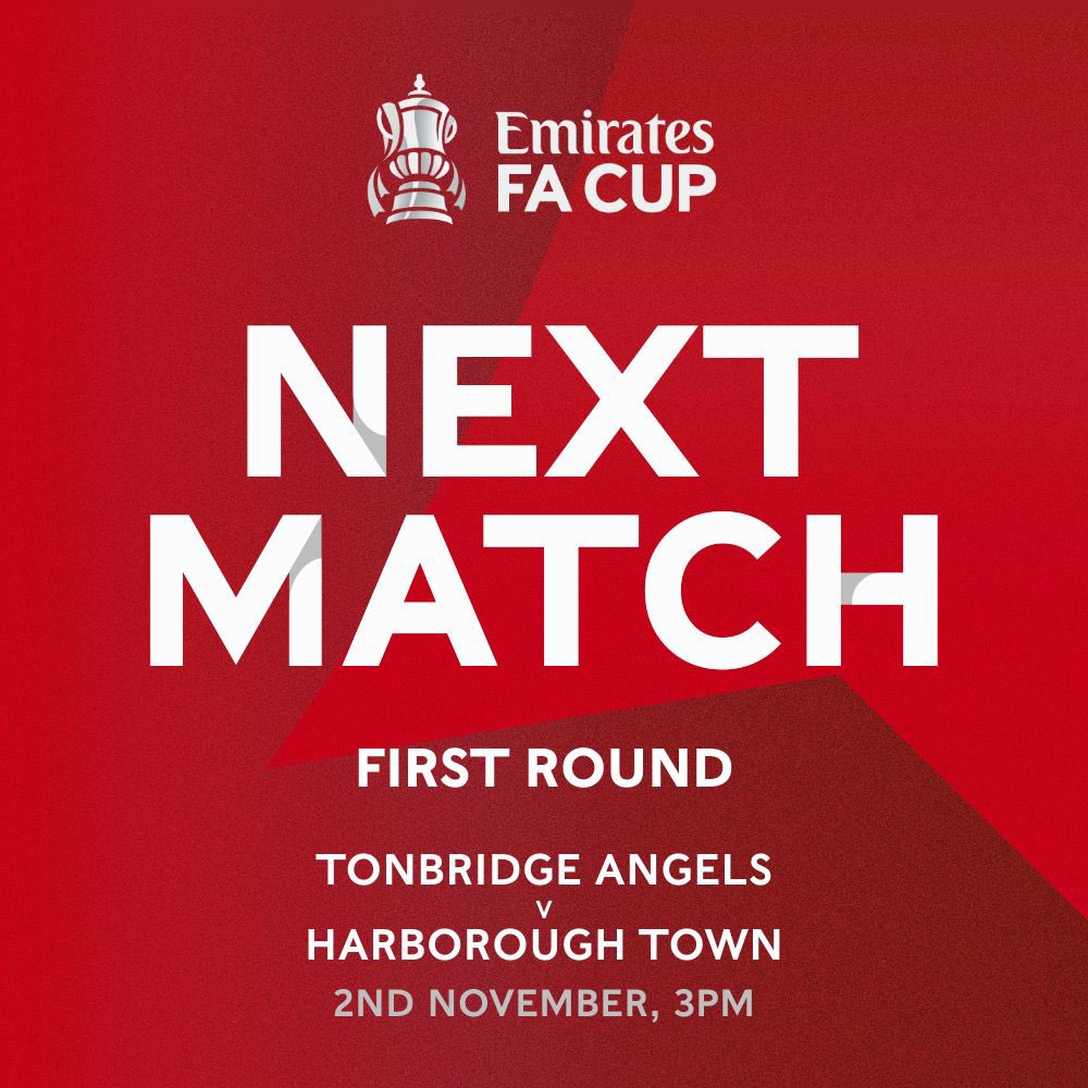 ⚽️ | 𝗙𝗔 𝗖𝗨𝗣 𝗔𝗖𝗧𝗜𝗢𝗡 𝗔𝗧 𝗟𝗢𝗡𝗚𝗠𝗘𝗔𝗗

😇🆚 𝗛𝗮𝗿𝗯𝗼𝗿𝗼𝘂𝗴𝗵 𝗧𝗼𝘄𝗻 <a href="/HarbTownFC/">Harborough Town FC 🐝</a>
🗓️ Saturday, 2nd November
⏰ 15.00
📍Darenth Avenue TN10 3JF
🏆 <a href="/EmiratesFACup/">Emirates FA Cup</a> R1
🎟️ ALL TICKET
🎟️ Adults £17 Concs £14 Youths £7 U12 Free with adult 
🎟️ tonbridgeangels.co.uk/buy-tickets