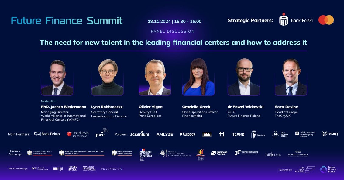 ⏳  The #WAIFC will participate in the Warsaw Finance Week, hosted by our member Future Finance Poland.

🎙 The panel “The need for new talent in the leading financial centers and how to address it” will tackle the essential task of building strong talent pools around financial