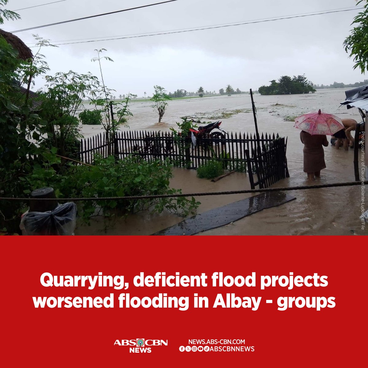 ABSCBNNews's tweet photo. Environmental and advocacy groups have blamed quarrying and inadequate flood control projects in Albay for exacerbating extensive flooding and mudflows that submerged the province last week, calling for accountability from the mineral-extracting industry and government officials.

READ: https://t.co/QFjLTgL5DK