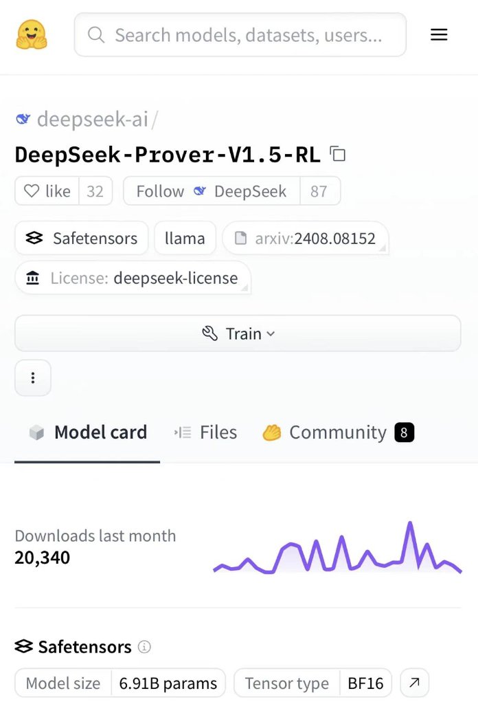 huajian_xin's tweet image. 🚀 Excited to announce that DeepSeek-Prover-V1.5-RL has surpassed 20,000 downloads in the past month! Huge thanks to the #LLM4Lean community for your support and interest in our work. Stay tuned for more advancements! #AI #TheoremProving #DeepSeek