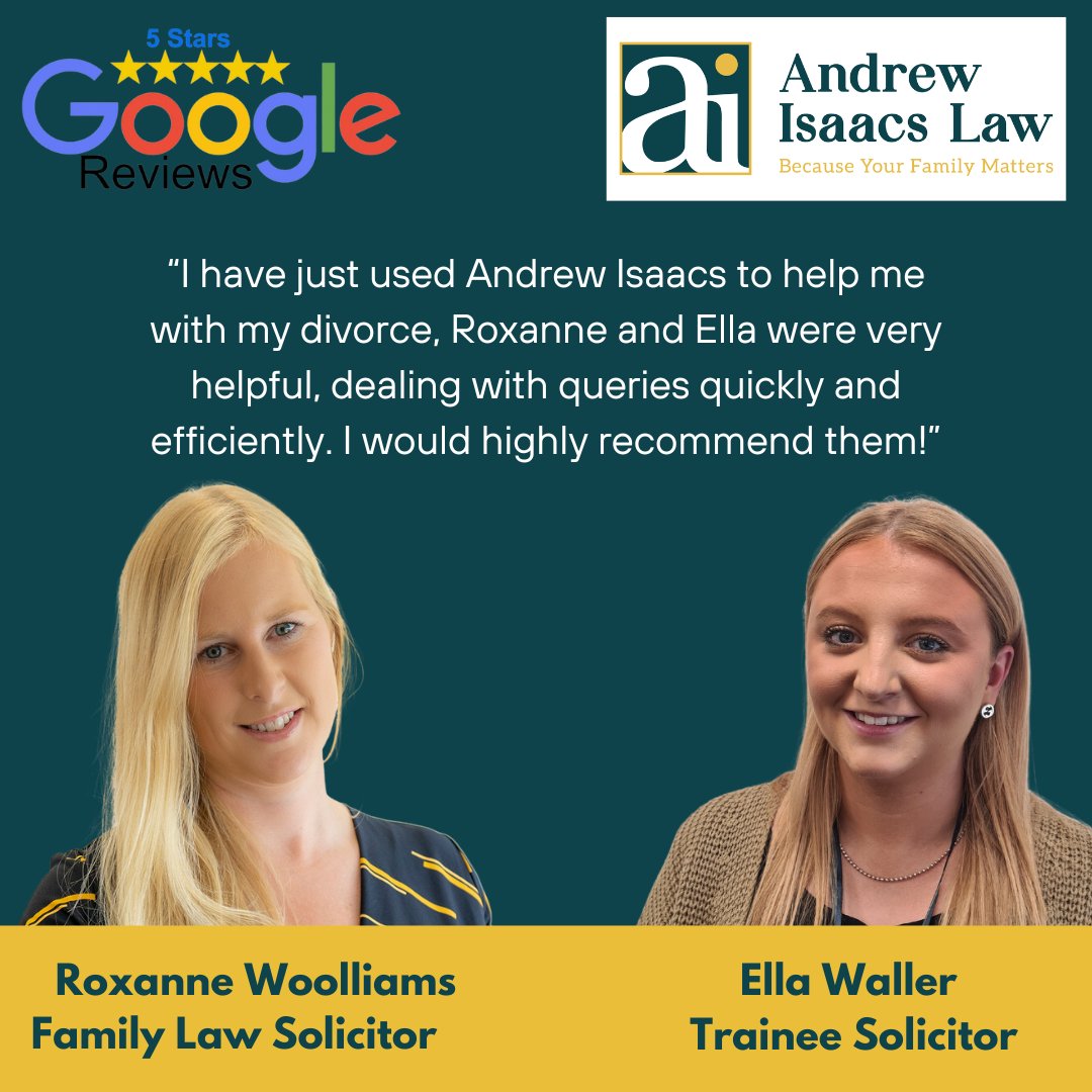 Another 5 star Google Review for our Family Lawyer, Roxanne Woolliams and Trainee Solicitor, Ella Waller, in our Doncaster office. 

Well Done Roxanne and Ella!

#FamilyLaw #FiveStarReview #ClientCare