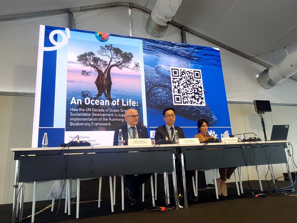 UNOceanDecade's tweet photo. Thank you for joining us on #OceanDay at #COP16Colombia to put the ocean at the heart of the global conversation to protect the world's biodiversity. 

Together, we will continue to support #OceanScience as a key lever of sustainable development. 

👉https://t.co/9k3INRT7PQ https://t.co/tr5eZdKdQ4
