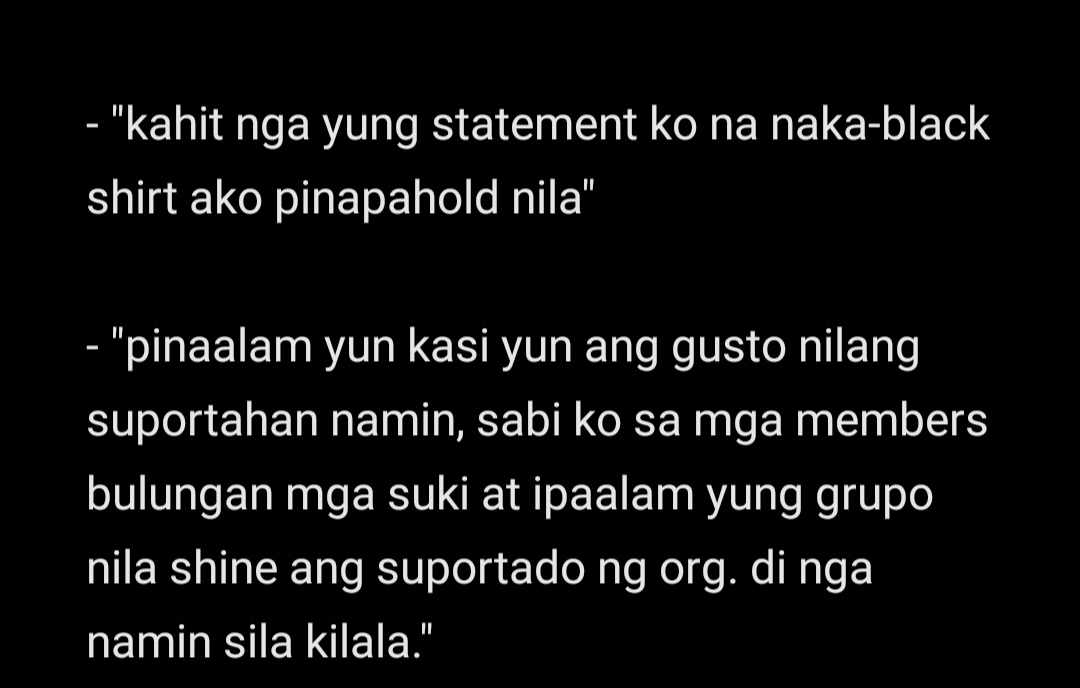 alyssalno's tweet photo. 1. Hindi po inendorso ng Samahan ng Manininda sa UP si Dexter Clemente. Hindi rin po nila inendorso ang coalition. At okay lang po sa amin iyon. 

Masaya kami na naki-lahok si Madam Narry at ang mga manininda, at inendorso nila ang pagtakbo ni Sean Latorre at Franz Beltran. https://t.co/jlJ3L9Kxdo