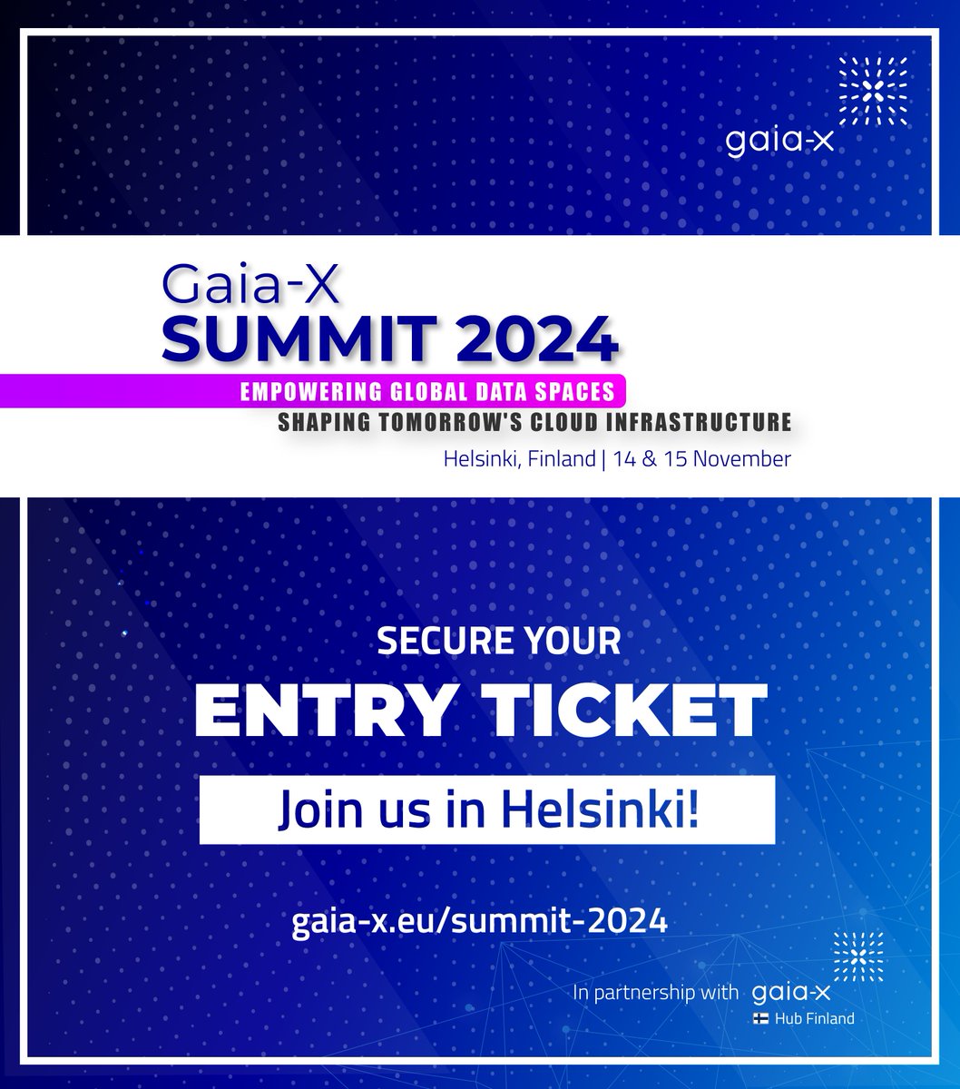 Here’s a sneak peek of the agenda #GaiaXSummit24! Day 1: #Globalisation, Gaia-X Journey &amp; Roadmap 2025, Gaia-X Compliance &amp; Label, #GaiaXTrustFramework &amp; real-world use cases. Day 2: Gaia-X Institute, Nordic-Baltic Perspectives, or European Data Strategy: shorturl.at/qeJZI