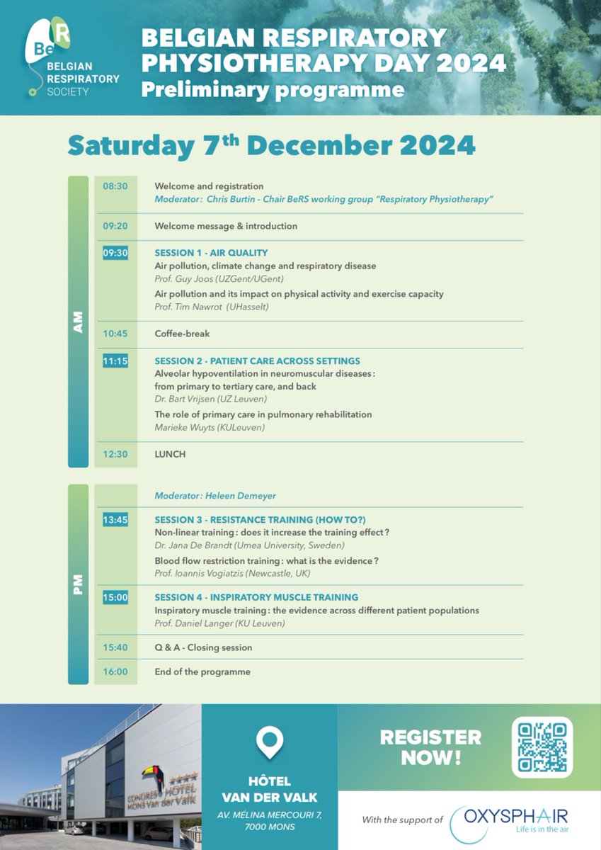 Heleen Demeyer (@demeyer_h) on Twitter photo To all respiratory PTs: don’t forget to register for the next <a href="/belgian_society/">Belgian Respiratory Society</a> respiratory physiotherpay day on December 7th! We are very happy to welcome all these great presenters! @MariekeWuyts, <a href="/ProfessorIoann1/">Prof. Ioannis Vogiatzis</a>, <a href="/DLanger6/">Daniel Langer</a>, <a href="/JanaDeBrandt/">Jana DB</a>, G Joos, T Nawrot and B Vrijsen To all respiratory PTs: don’t forget to register for the next <a href="/belgian_society/">Belgian Respiratory Society</a> respiratory physiotherpay day on December 7th! We are very happy to welcome all these great presenters! @MariekeWuyts, <a href="/ProfessorIoann1/">Prof. Ioannis Vogiatzis</a>, <a href="/DLanger6/">Daniel Langer</a>, <a href="/JanaDeBrandt/">Jana DB</a>, G Joos, T Nawrot and B Vrijsen