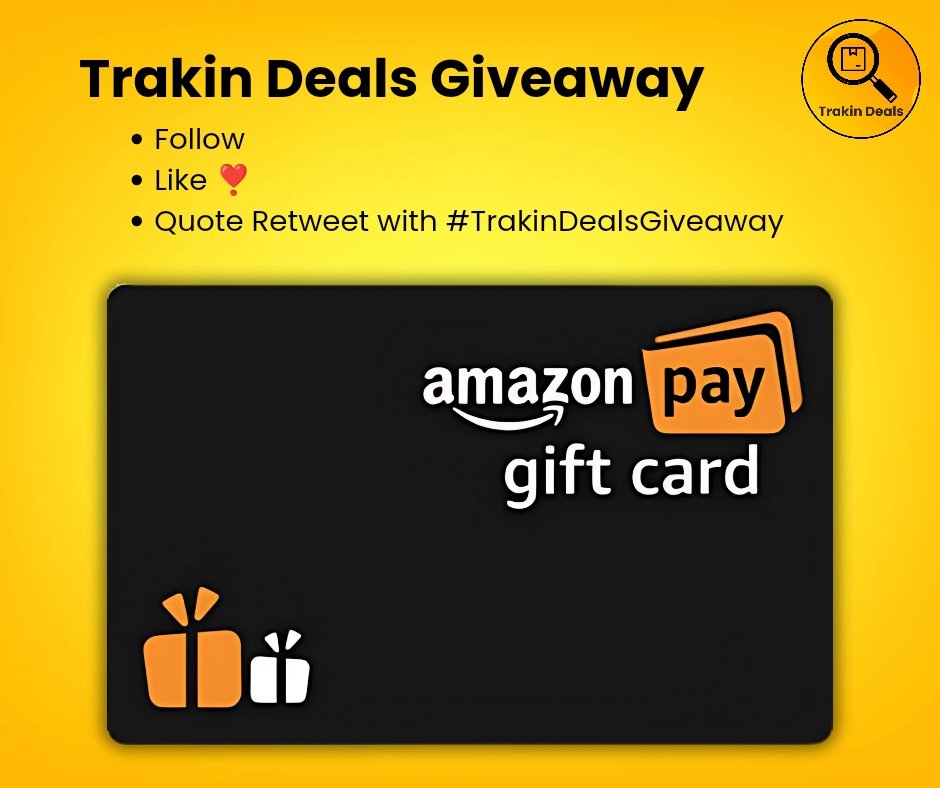 🚨 #Giveaway Alert 🚨 

Trakin Deals is giving away an Amazon Pay Gift Card 🙌

Simple steps:
✅ Must be a follower 
✅ Like this tweet❣️
✅ Quote with #TrakinDealsGiveaway ✨

Random winner 🏆 will be picked 🙌

Best of luck..!

#HappyDiwali #Diwali #AmazonGC #GiveawayAlerts