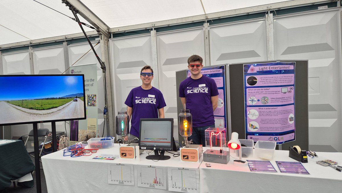 Members of <a href="/DurhamQLM/">Durham Quantum Light and Matter</a> are all ready to Celebrate Science! Join us on Palace Green to learn about atoms and light 💡⚛️🌈