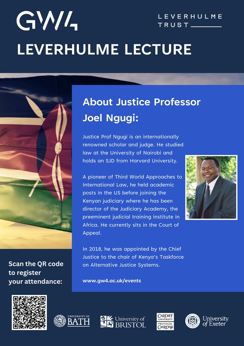 Access to Justice and Kenya’s Transformative Constitution

Friday 1st Nov 2024, 5-6.30pm

A lecture by Justice Professor Joel Ngugi, pioneer of Third World approaches to International Law, Court of Appeal justice and chair of Kenya’s Taskforce on Alternative Justice Systems.