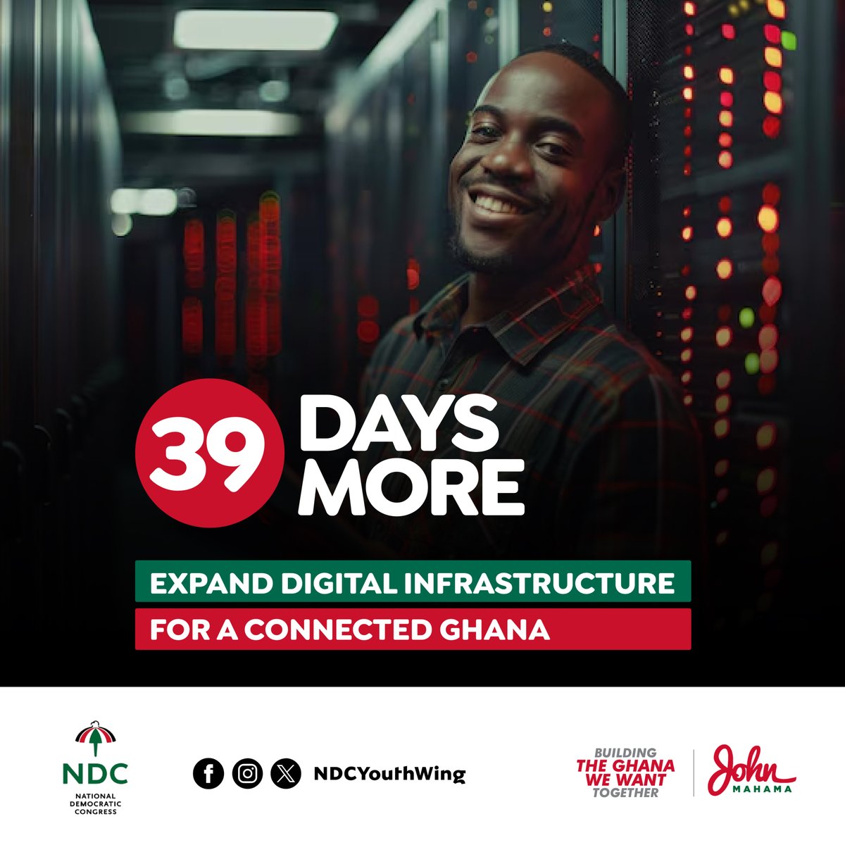 ed_nii's tweet photo. Only 39 Days Left! Together, let's build a connected Ghana that leaves no one behind. With expanded digital infrastructure, we can bridge the gap and empower every community. #MahamaForPresident #ChangeIsComing #LookForTheUmbrella #VoteForChange #39DaysMore https://t.co/9DaEV42z6Z