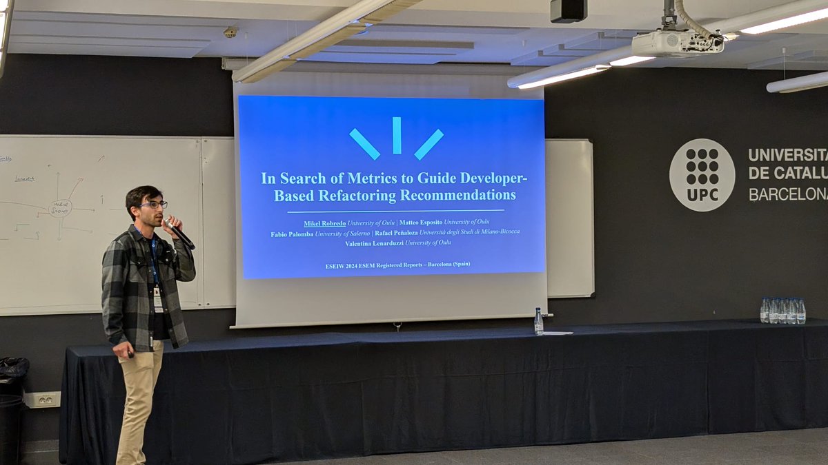 vale_lenarduzzi's tweet image. We attended @ISERNCommunity and @ESEM_conf last week! We presented our study @ISERNCommunity, an industrial paper and registered report @ESEM_conf, and @robredomikel Ph.D. plan.  Thanks @robredomikel @_Matt_Esposito_ @davidetaibi @fabiopalomba3 @HortaTravassos @m3sOulu @UniOulu