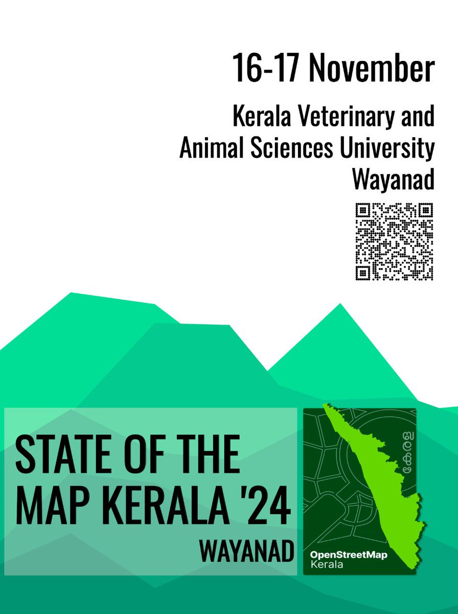 Announcing the State of the Map Kerala 2024! First ever regional #SotM in the country &amp; 2nd SotM (sotm asia being 1st) happening in #India. #openstreetmap #Kerala #Wayanad
For More:
wiki.openstreetmap.org/wiki/State_of_…