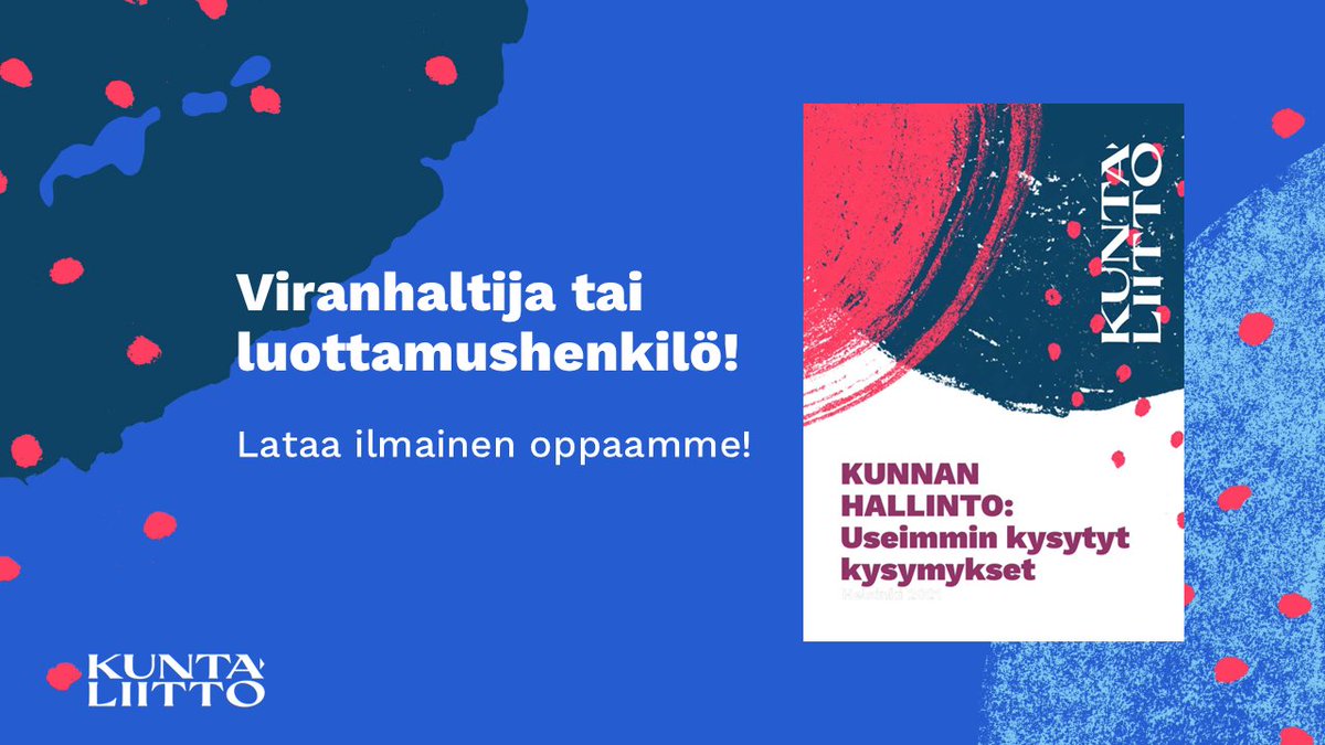 Tämä ilmainen opas kunnan hallinnosta kuuluu jokaisen luottamushenkilön ja viranhaltijan työpöydälle! 📚

Lataa opas ja hyödynnä juristiemme vastaukset, kun pohdit esim. esteellisyyttä, tietosuojaa tai päätöksentekomenettelyä: kuntaliitto.fi/julkaisut/2022…