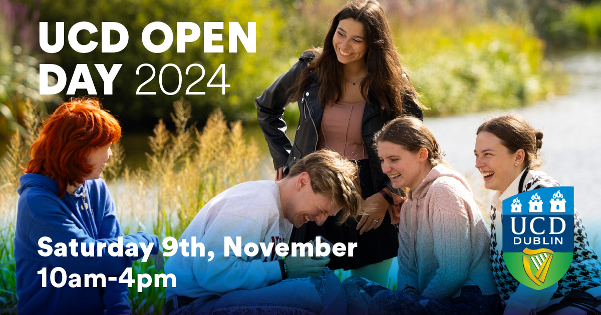 The UCD Open Day 2024 is on Saturday 9th November, 10am to 4pm. This is a great opportunity to find out more about Social Sciences and Law undergraduate courses, chat to staff and students and experience life on campus at UCD. Register now at ucdopenday.ie
