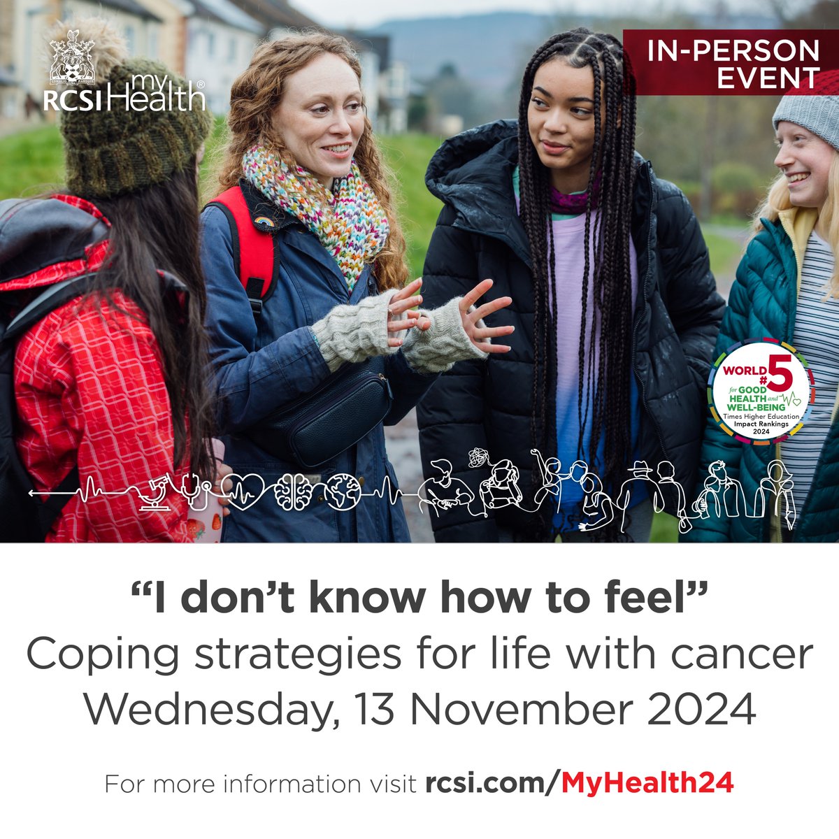 Coping strategies for life with cancer is the theme of the third episode in the <a href="/RCSI_Irl/">RCSI</a> MyHealth series 2024/2025. 

This in-person event will feature healthcare providers, &amp; patient &amp; family advocates sharing personal insights &amp; coping strategies.
