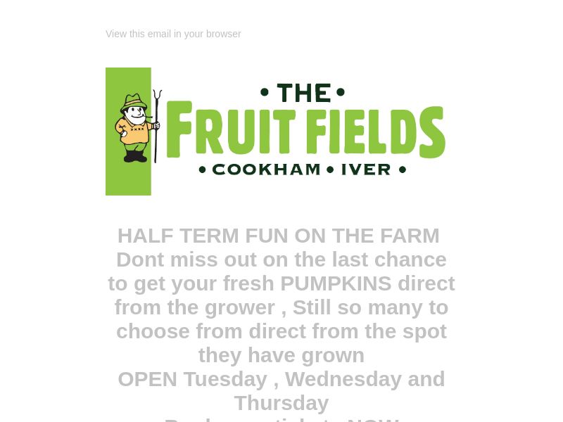 🎃 Get your fresh pumpkins direct from the grower before it's too late! Don't miss out on half-term fun on the farm. Book tickets now for #PumpkinPicking 🌻🎟️🎃 [URL]