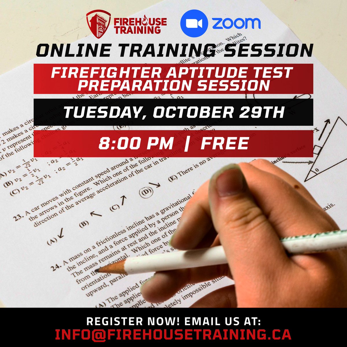 FirehouseTrain1's tweet photo. 🔥 TONIGHT’S THE NIGHT! 🔥
Dreaming of becoming a firefighter? Get the edge you need with Firehouse Training’s FREE Firefighter Aptitude Test Preparation Session—inspired by key insights from the must-read book, So You Want to Be a Firefighter, Eh! Join us at 8pm!🔥#firetest https://t.co/M69vt25PBj