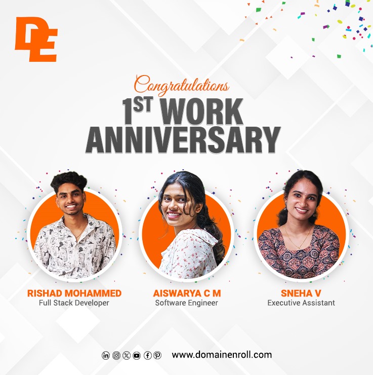 DomainEnroll's tweet image. 🎉 Cheers to milestones! We're excited to celebrate our amazing team members at DomainEnroll who have reached another work anniversary!🥳👏

Thank you for being a vital part of our journey!
.
domainenroll.com
.

#WorkAnniversary #1year #TeamSpirit #DomainEnroll #Celebrate