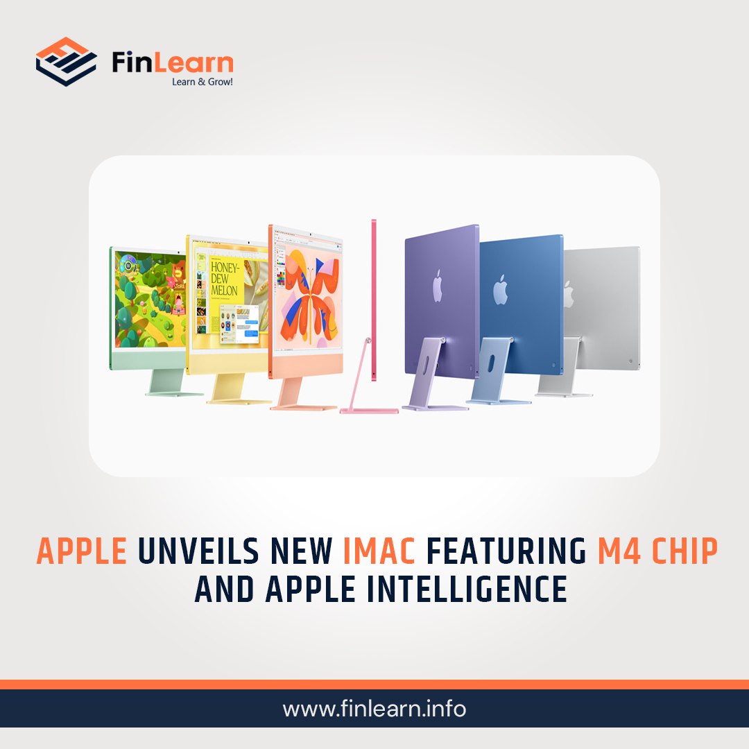 FinLearnAcademy's tweet photo. Apple has officially launched its latest iMac, now powered by the groundbreaking M4 chip and enhanced with Apple Intelligence. This sleek and powerful all-in-one computer promises faster performance! 

#Apple #M4Chip #AppleIntelligence #Finlearn #RetinaDisplay https://t.co/dNBNPv9W3t