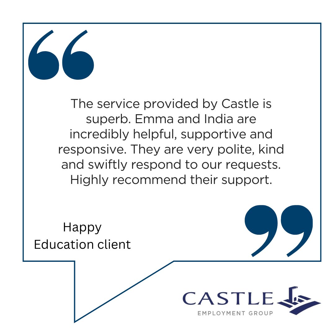 CastleEmploy's tweet image. Our Education team work incredibly hard to support our schools and teachers throughout the year. So it is always lovely to receive such great feedback.
#testimonialtuesday #educationsupply #educationrecruitment