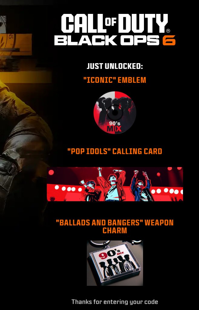 PYfantasy's tweet photo. Call of Duty Black Ops 6 Tokyo Game Show 2024 Bundle Calling Card, Charm

selling 10 usd each code , anyone need ? 
have more than 100 codes in stock , if u need  in bulk , let me know  , telegram @PYfantasy

#CallofDuty #BlackOps6 https://t.co/cJU1xbW2jv