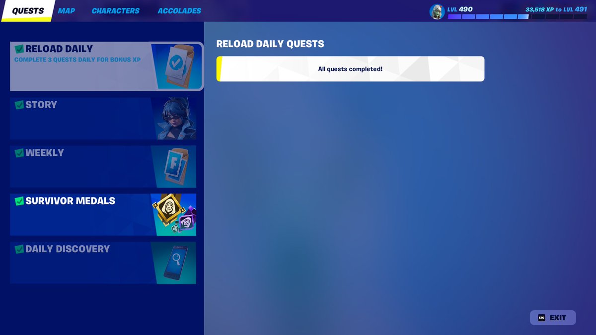VdVince's tweet photo. @FortniteStatus when I try to do my challenges it says all my quests are already completed and the Fortnitemares quests don't even show up https://t.co/6wThXiMGwv