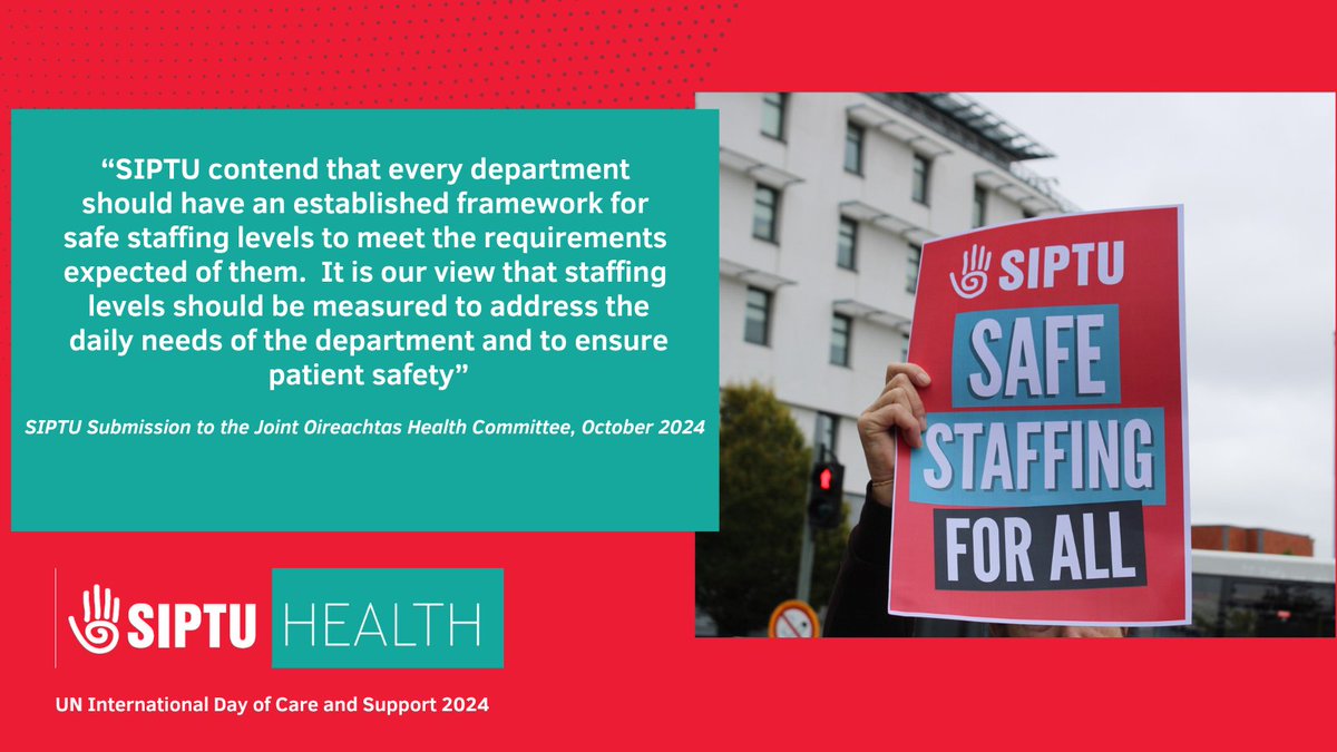 Today is International #DayOfCare &amp; Support. 

It's a day where we recognise the essential role care workers play. HCA's, home support workers, and support grades deserve to work in safely staffed services. 

Join <a href="/SIPTU/">SIPTU</a> to fight for #SafeStaffingForAll 
siptu.ie/join/