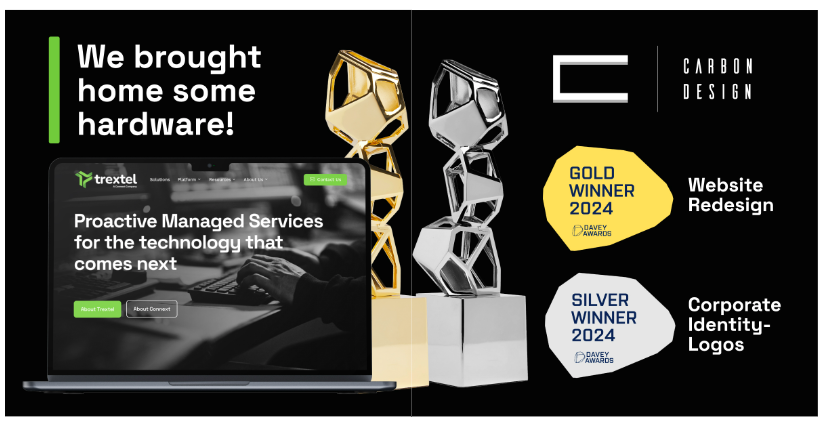 CarbonDesignCo's tweet photo. We’re honored to be awarded a gold Davey Award for our work on @Trextel’s website redesign! Learn more here:  https://t.co/HAhqt596J8 https://t.co/inLsjEAmb3