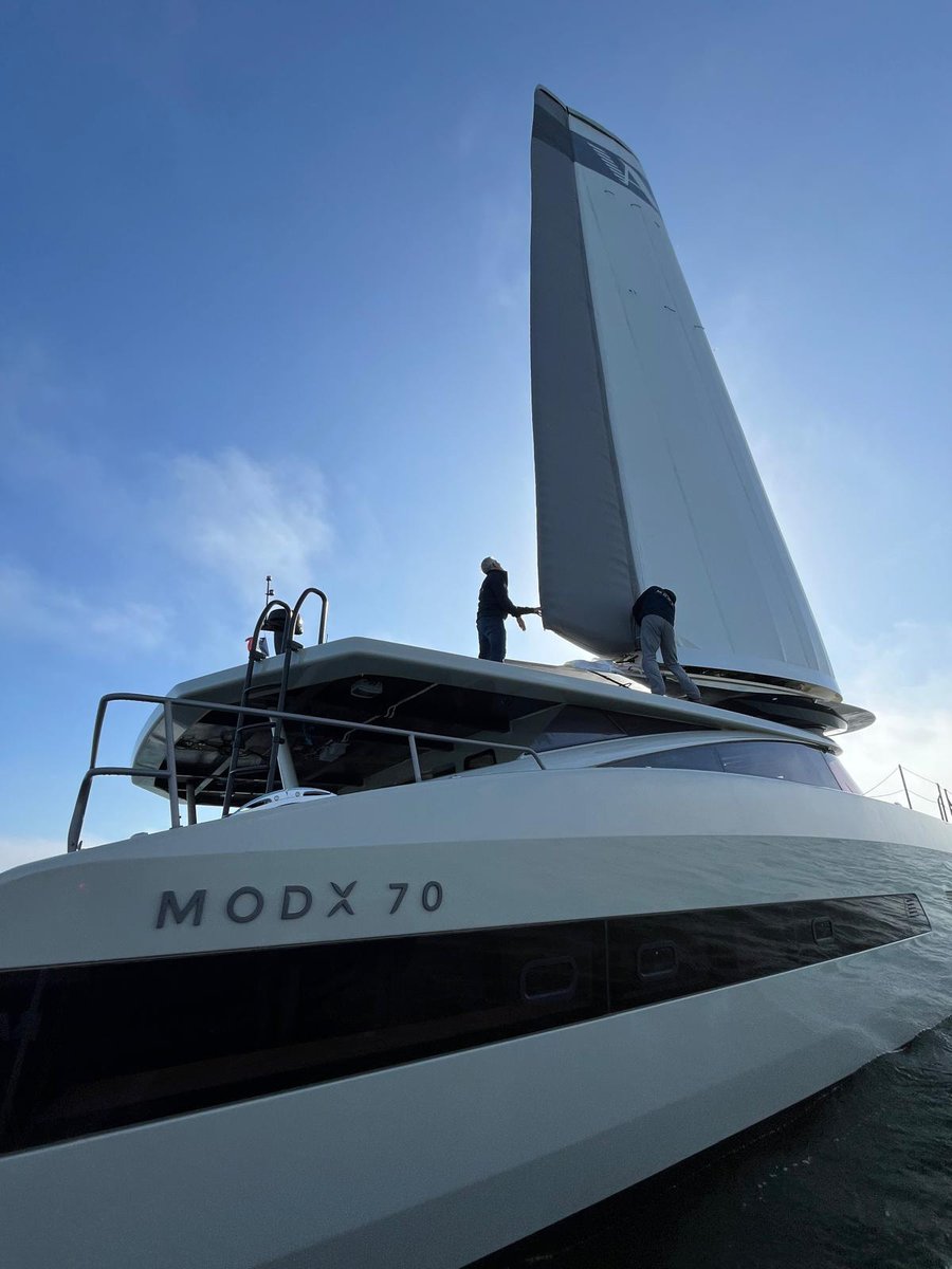 modx_catamarans's tweet photo. MODX 70 #01 makes its first sea trials, powered by Aeroforce's revolutionary wing!
 
🌍 100% renewable energy, 100% electric, zero CO2 emissions. Yes, the future of yachting is here - and it's green! https://t.co/brwtFmWuQW