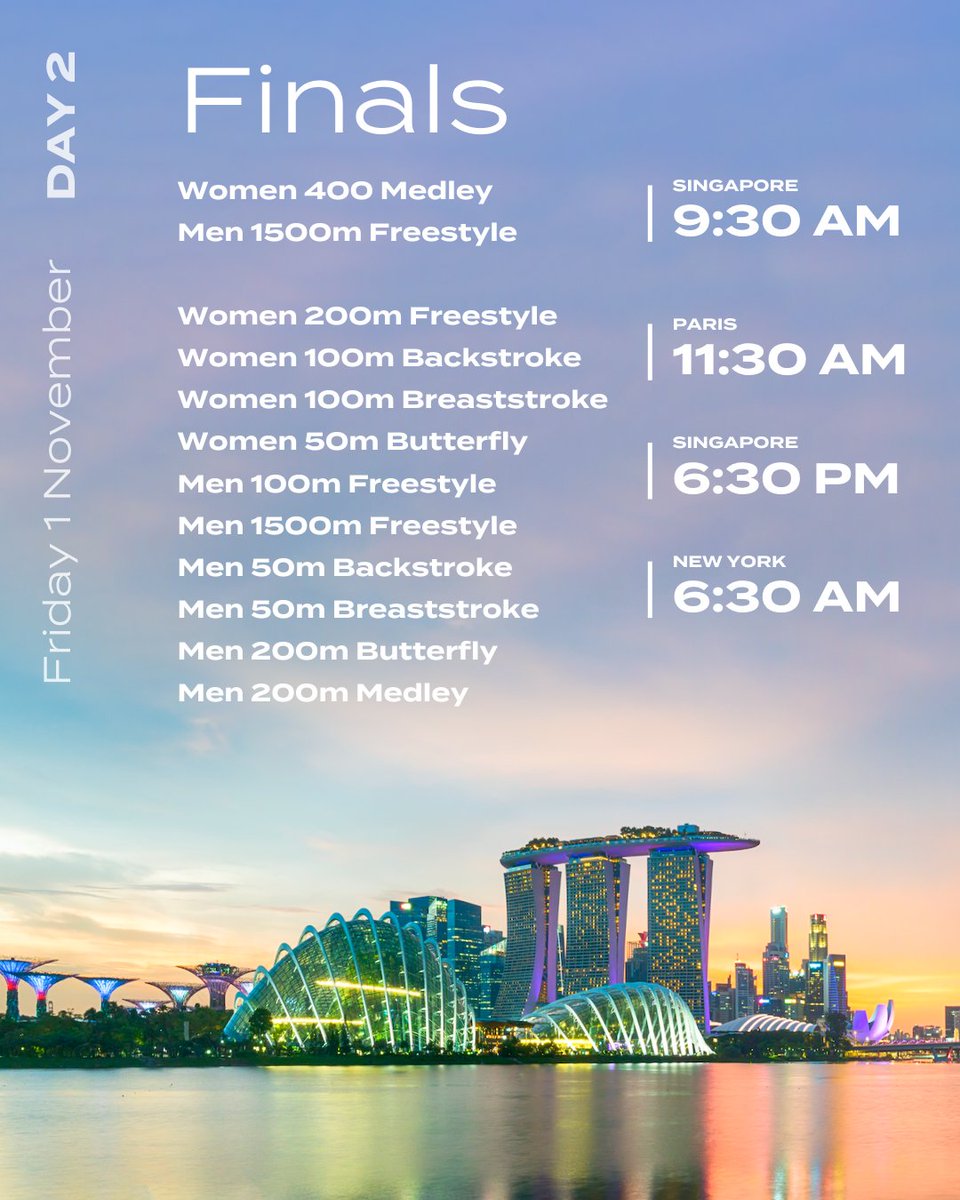 WorldAquatics's tweet image. The 2024 #Swimming World Cup has arrived at its final stop in Singapore! 🏊‍♂️ Get ready for more thrilling action from the world’s top swimmers! 🙌🔥 Who’s tuning in?

#SWC2024 #FASTLANE