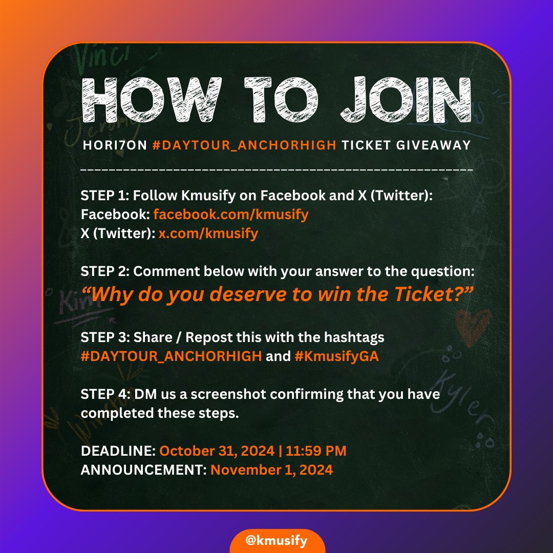 Filo Anchors ⚓️

Be one of the 2 lucky winners to witness a new HORI7ON at DAYTOUR: ANCHOR HIGH happening this November 03 at SM Mall of Asia Arena!

Just follow these 4 easy steps!

<a href="/HORI7ONofficial/">HORI7ONofficial</a> <a href="/dnmentph/">DNM Entertainment</a> 
#DAYTOUR_ANCHORHIGH 
#HORI7ON2NDCONCERTinMOAARENA 
#호라이즌 #JBL